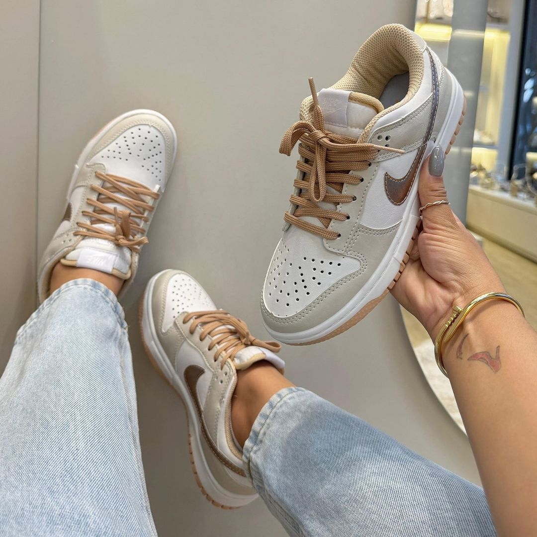 Air Dunk Rose Gold Premium - Elegância Rara em Edição Limitada!